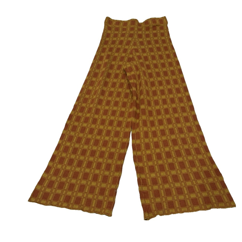 Natural Life On Horizon Gold Check wide leg pants womens size S  New with tags